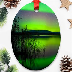 Green Northern Lights Canada Oval Ornament (two Sides) by Sapixe