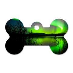 Green Northern Lights Canada Dog Tag Bone (one Side) by Sapixe