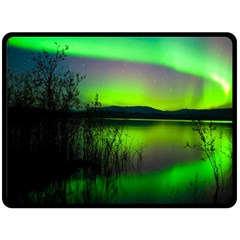 Green Northern Lights Canada Fleece Blanket (large)  by Sapixe