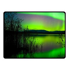 Green Northern Lights Canada Fleece Blanket (small) by Sapixe