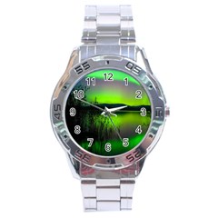 Green Northern Lights Canada Stainless Steel Analogue Watch by Sapixe