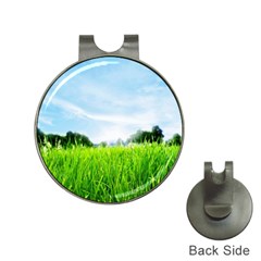 Green Landscape, Green Grass Close Up Blue Sky And White Clouds Hat Clips with Golf Markers