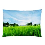 Green Landscape, Green Grass Close Up Blue Sky And White Clouds Pillow Case 26.62 x18.9  Pillow Case