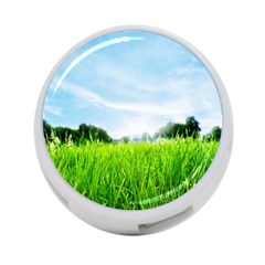 Green Landscape, Green Grass Close Up Blue Sky And White Clouds 4-Port USB Hub (One Side)