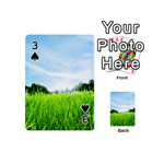 Green Landscape, Green Grass Close Up Blue Sky And White Clouds Playing Cards 54 (Mini)  Front - Spade3