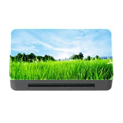 Green Landscape, Green Grass Close Up Blue Sky And White Clouds Memory Card Reader with CF