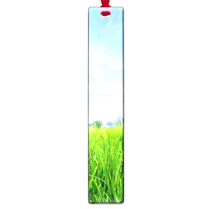 Green Landscape, Green Grass Close Up Blue Sky And White Clouds Large Book Marks