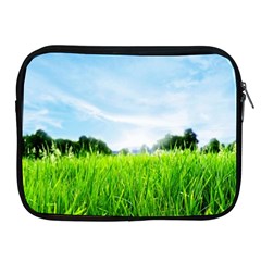 Green Landscape, Green Grass Close Up Blue Sky And White Clouds Apple iPad 2/3/4 Zipper Cases