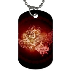 Wonderful Tiger With Flowers And Grunge Dog Tag (one Side) by FantasyWorld7