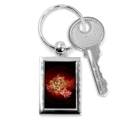 Wonderful Tiger With Flowers And Grunge Key Chains (rectangle)  by FantasyWorld7