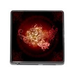 Wonderful Tiger With Flowers And Grunge Memory Card Reader (Square) Front