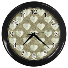 Hearts Motif Pattern Wall Clocks (black) by dflcprints