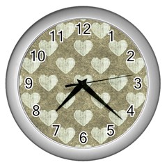 Hearts Motif Pattern Wall Clocks (silver) 