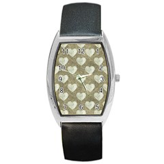 Hearts Motif Pattern Barrel Style Metal Watch by dflcprints