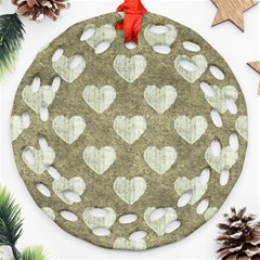 Hearts Motif Pattern Ornament (round Filigree) by dflcprints