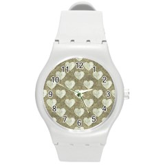 Hearts Motif Pattern Round Plastic Sport Watch (m) by dflcprints