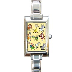 Group Of Animals Graphic Rectangle Italian Charm Watch by Sapixe