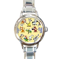 Group Of Animals Graphic Round Italian Charm Watch by Sapixe