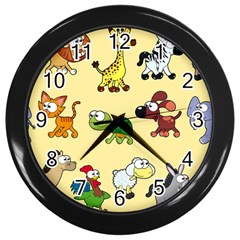 Group Of Animals Graphic Wall Clocks (black) by Sapixe