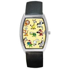 Group Of Animals Graphic Barrel Style Metal Watch by Sapixe