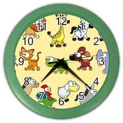 Group Of Animals Graphic Color Wall Clocks by Sapixe