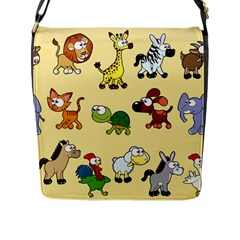 Group Of Animals Graphic Flap Messenger Bag (l)  by Sapixe