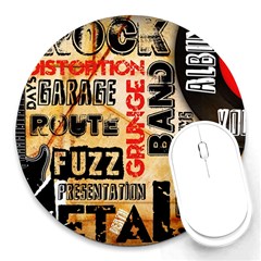 Guitar Typography Round Mousepads by Sapixe