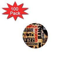 Guitar Typography 1  Mini Buttons (100 Pack)  by Sapixe