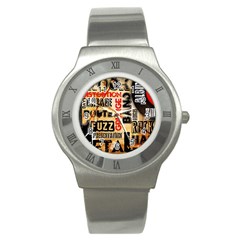 Guitar Typography Stainless Steel Watch by Sapixe