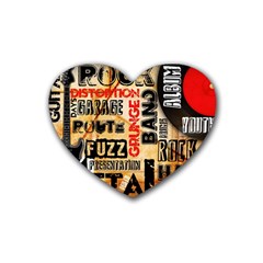 Guitar Typography Heart Coaster (4 Pack)  by Sapixe