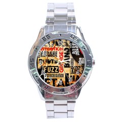 Guitar Typography Stainless Steel Analogue Watch by Sapixe