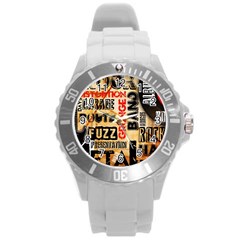 Guitar Typography Round Plastic Sport Watch (l) by Sapixe