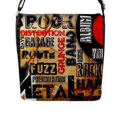 Guitar Typography Flap Messenger Bag (l)  by Sapixe