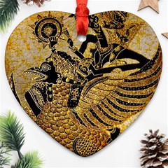 Golden Colorful The Beautiful Of Art Indonesian Batik Pattern Ornament (heart) by Sapixe