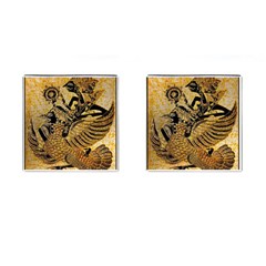 Golden Colorful The Beautiful Of Art Indonesian Batik Pattern Cufflinks (square) by Sapixe