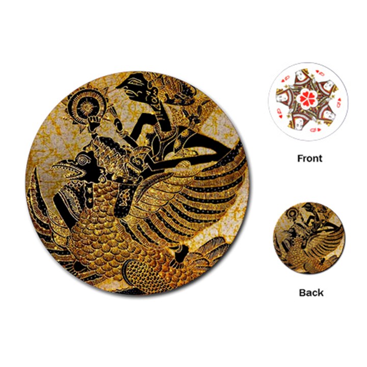 Golden Colorful The Beautiful Of Art Indonesian Batik Pattern Playing Cards (Round) 