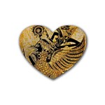 Golden Colorful The Beautiful Of Art Indonesian Batik Pattern Rubber Coaster (Heart)  Front