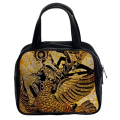 Golden Colorful The Beautiful Of Art Indonesian Batik Pattern Classic Handbags (2 Sides) by Sapixe