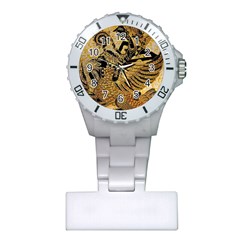 Golden Colorful The Beautiful Of Art Indonesian Batik Pattern Plastic Nurses Watch by Sapixe