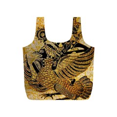 Golden Colorful The Beautiful Of Art Indonesian Batik Pattern Full Print Recycle Bags (s)  by Sapixe