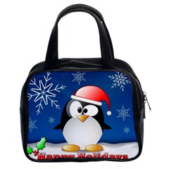 Happy Holidays Christmas Card With Penguin Classic Handbags (2 Sides) by Sapixe