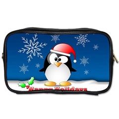 Happy Holidays Christmas Card With Penguin Toiletries Bags 2-side by Sapixe