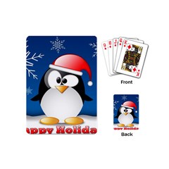 Happy Holidays Christmas Card With Penguin Playing Cards (mini)  by Sapixe