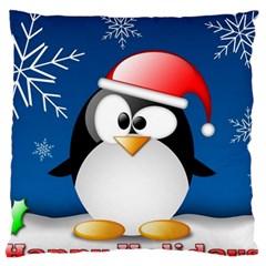 Happy Holidays Christmas Card With Penguin Large Cushion Case (one Side) by Sapixe