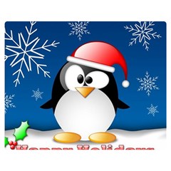 Happy Holidays Christmas Card With Penguin Double Sided Flano Blanket (medium)  by Sapixe