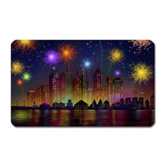 Happy Birthday Independence Day Celebration In New York City Night Fireworks Us Magnet (rectangular) by Sapixe