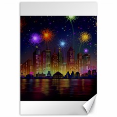 Happy Birthday Independence Day Celebration In New York City Night Fireworks Us Canvas 12  X 18   by Sapixe