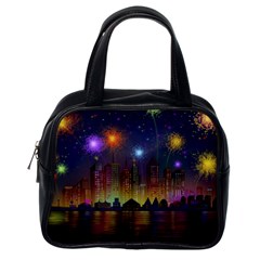 Happy Birthday Independence Day Celebration In New York City Night Fireworks Us Classic Handbags (one Side) by Sapixe