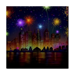 Happy Birthday Independence Day Celebration In New York City Night Fireworks Us Face Towel by Sapixe