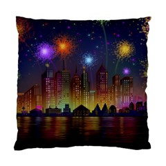 Happy Birthday Independence Day Celebration In New York City Night Fireworks Us Standard Cushion Case (one Side) by Sapixe